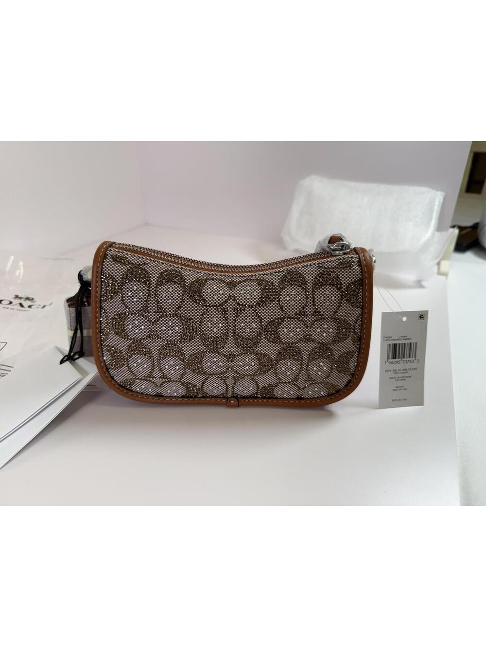 NWT Coach Crystal Embellished Swinger 20 Shoulder Bag Burnished Amber Leather - Picture 6 of 10